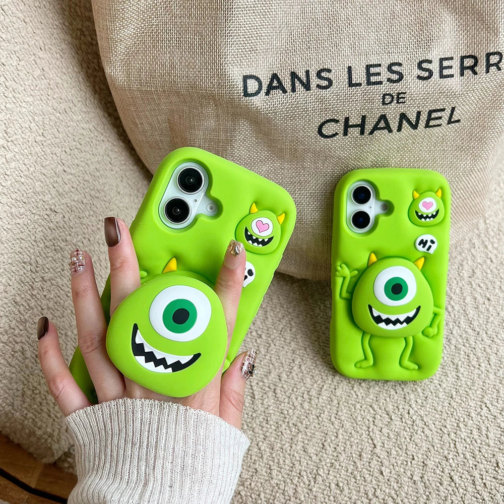 Cute Cartoon Monsters Cover With Stand Holder Phone Case