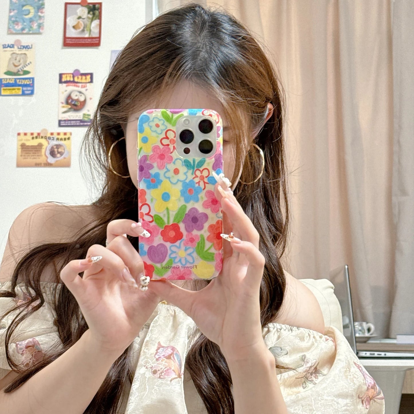 Vivid & Artistic Colorful Doodle Flower Protective Phone Case