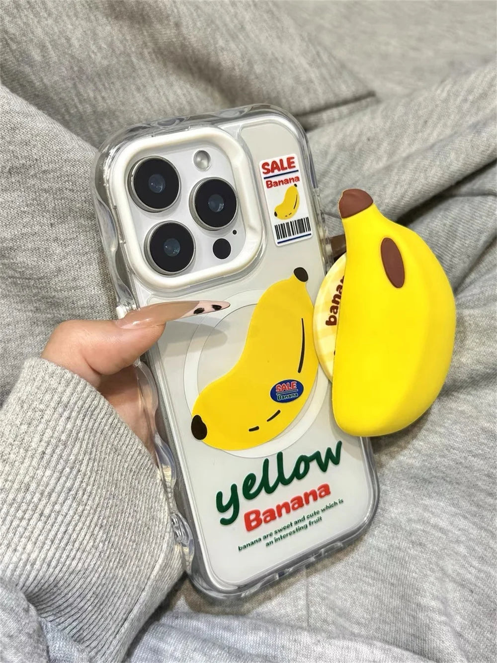Kawaii Cartoon Banana Magnetic Stand Phone Case