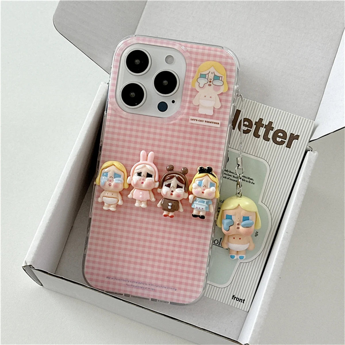 Korean Pink Plaid Pattern Cute Phone Case For iPhone