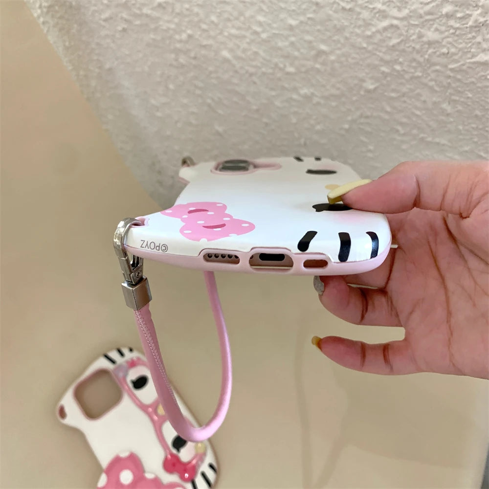 Hello Kitty Glasses Cute Pink Bow Lovely Phone Case