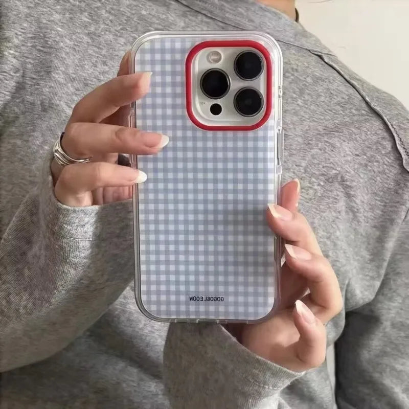 Fashion Blue Checkered Grid Pattern Phone Case For iPhone