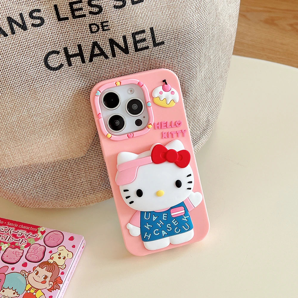Kawaii Cartoon Hello Kitty Cover With Stand Holder Phone Case