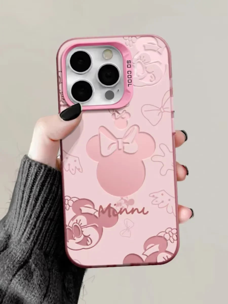 Hot Cute Pink Phone Case Matte Minnies Mickeys Back Cover For iPhone