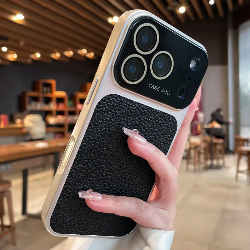 Luxury Lichee Leather Large Window Case For iPhone