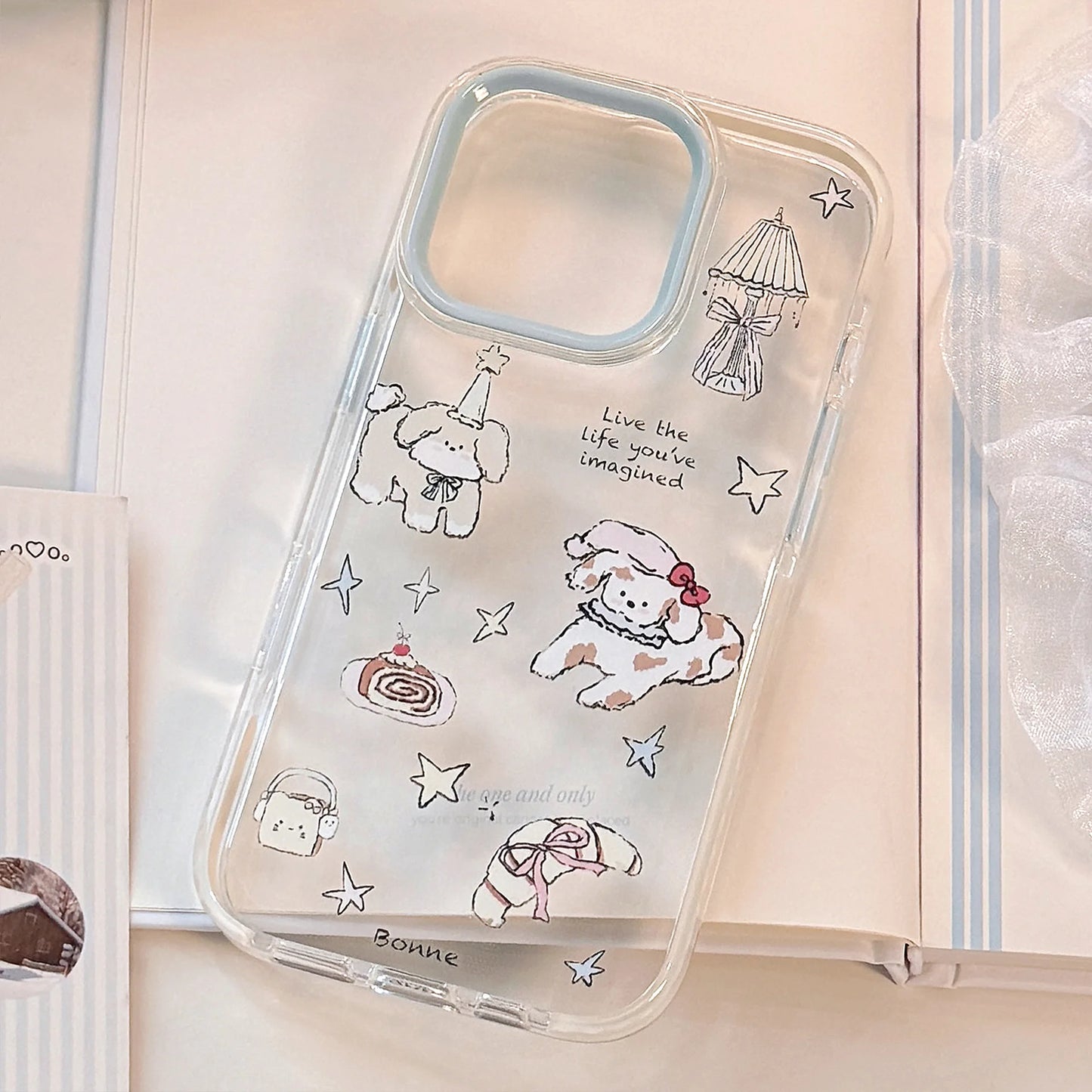 Korean Cute Cartoon Puppy illustration Soft Phone Case For iPhone