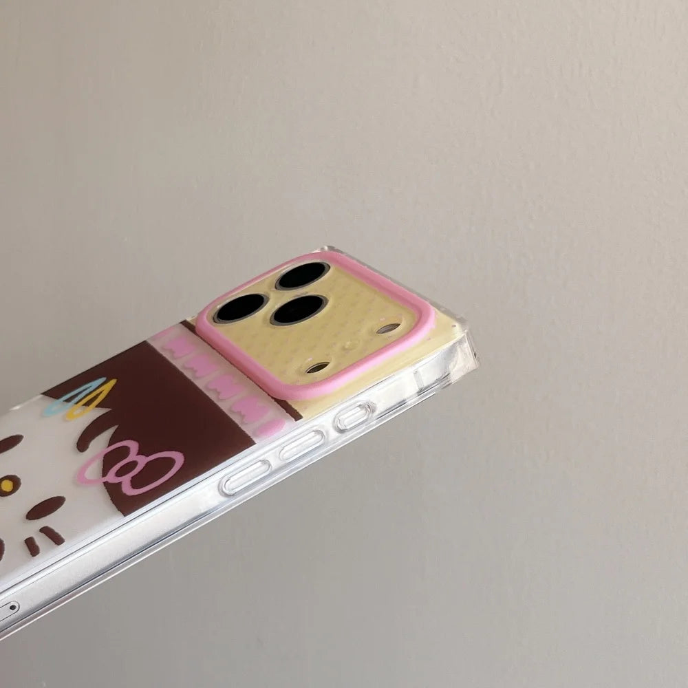 Cute Pink Square Hello Kitty Phone Case For iPhone