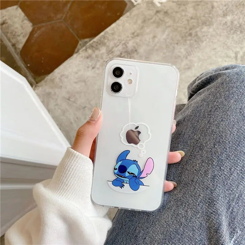 Cartoon Disney Sleepy Stitch TPU Soft Phone Case For iPhone
