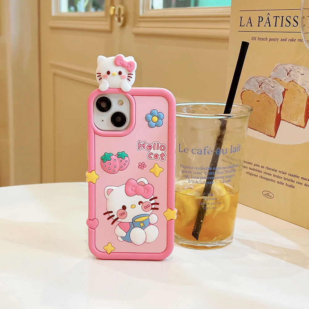 Cute 3D Cartoon Hello Kitty Soft Silicone Phone Case