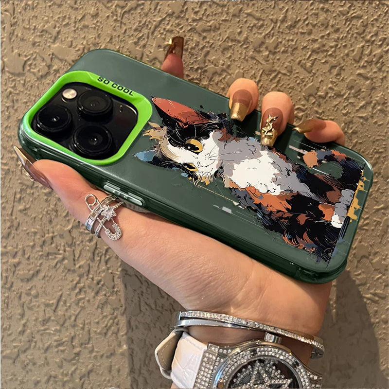 Cute Painting Cat Phone Case For iPhone