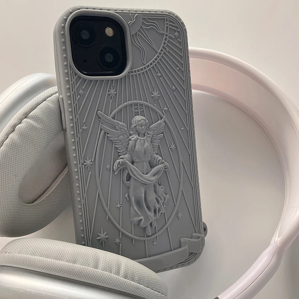 3D Classical Art Angel Statue Case Retro Girl Phone Case