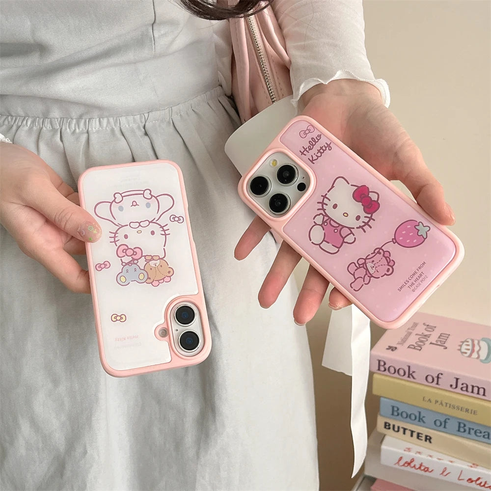 Luxury Cartoon Pink Hello Kitty Cat Bear Phone Case