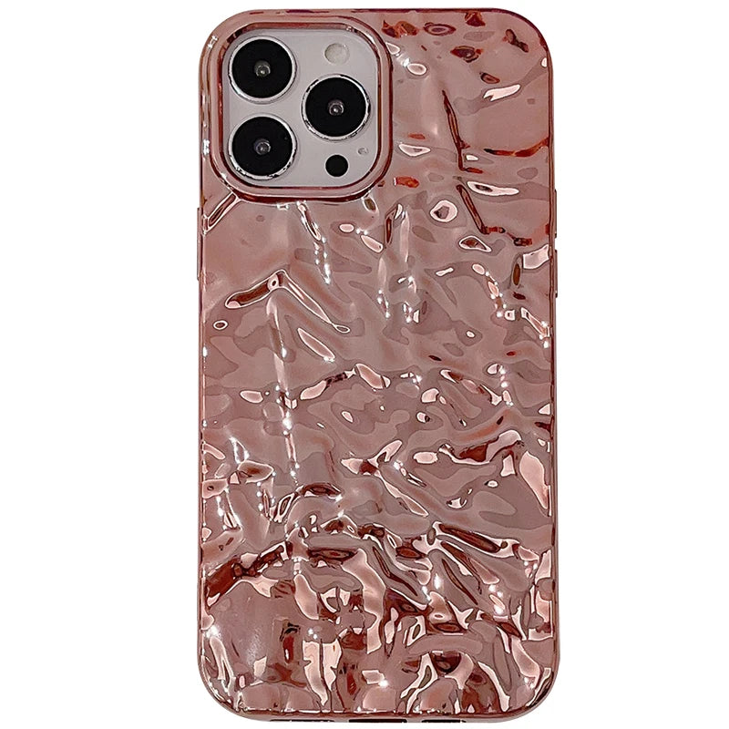 Plating Metal Color Silver Tin Foil Pleats Phone Case