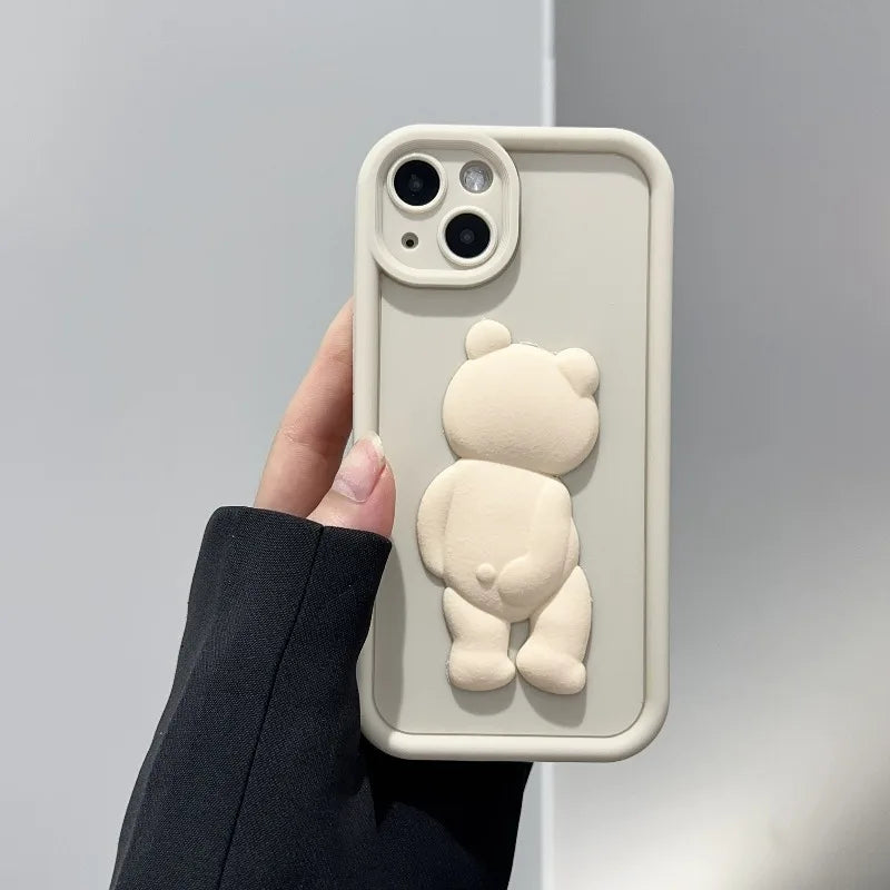 Korean Cute 3D Bear Phone Case For iPhone