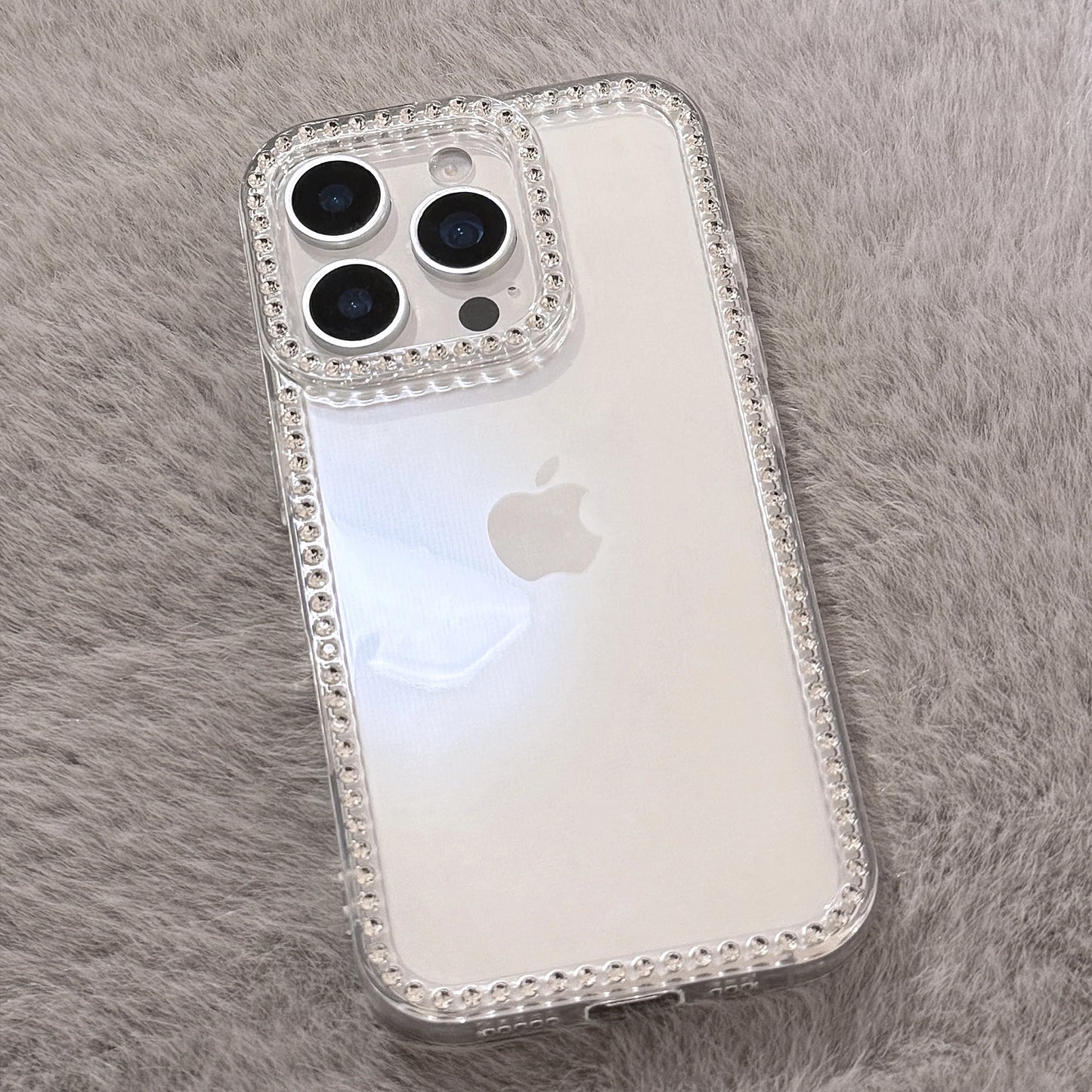 Elegant & Glamorous Transparent Material with Zircon Border Simple Phone Case