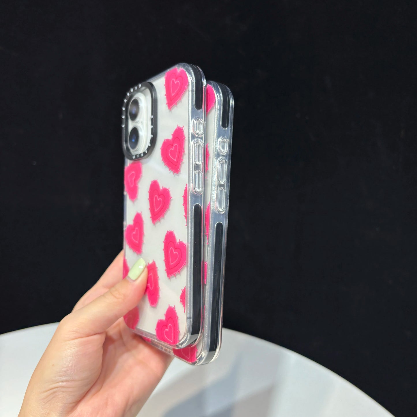 Simple Full-Screen Rose Red Thorny Heart Pattern Transparent Soft TPU Phone Case Cover For iPhone