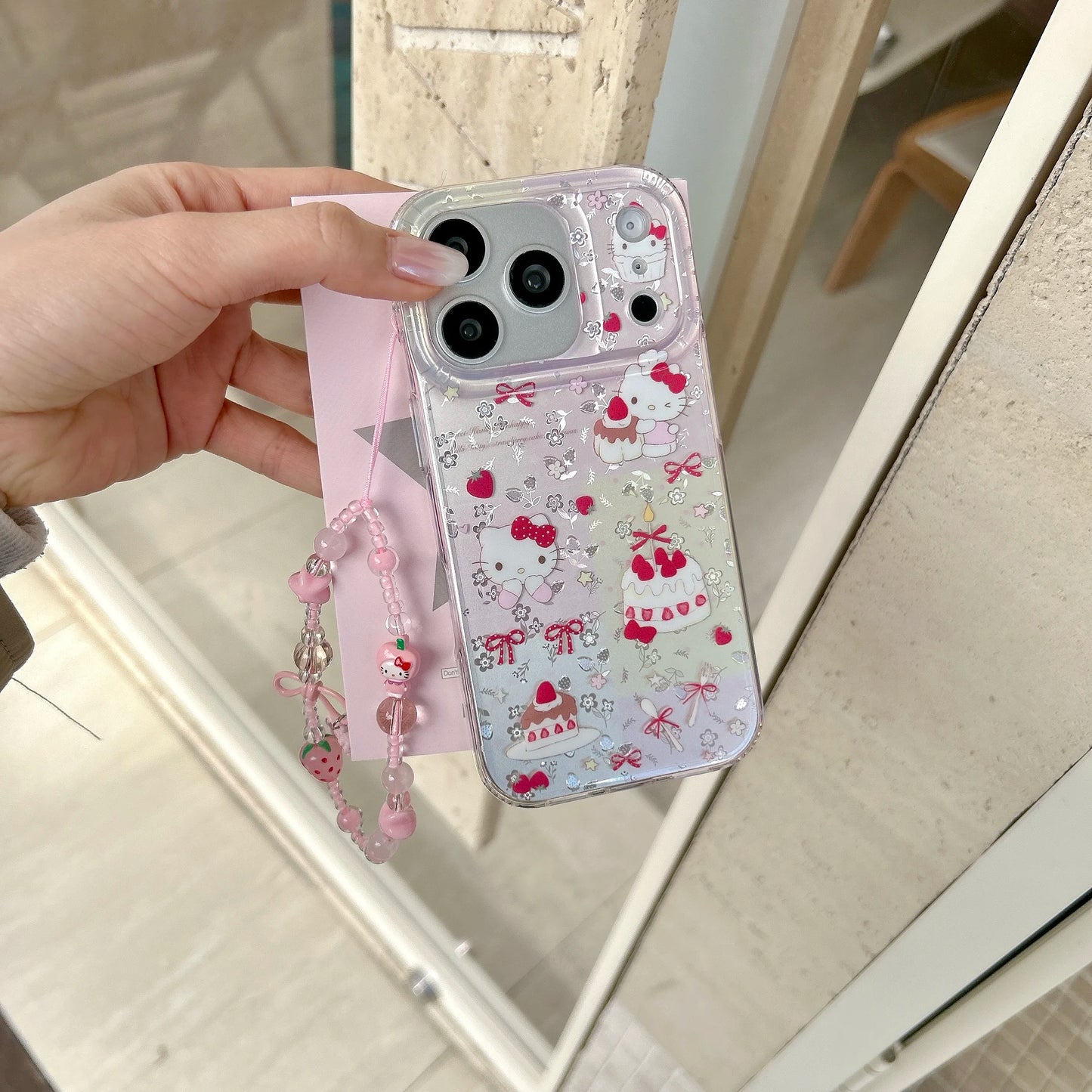 Luxury Cute Strawberry Patterned Cake Kitty Hot Sale Phone Case For iPhone