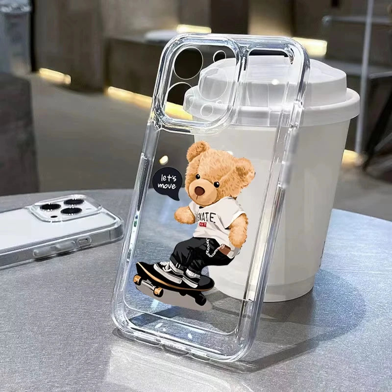 Cartoon Teddy Bear Phone Case For iPhone