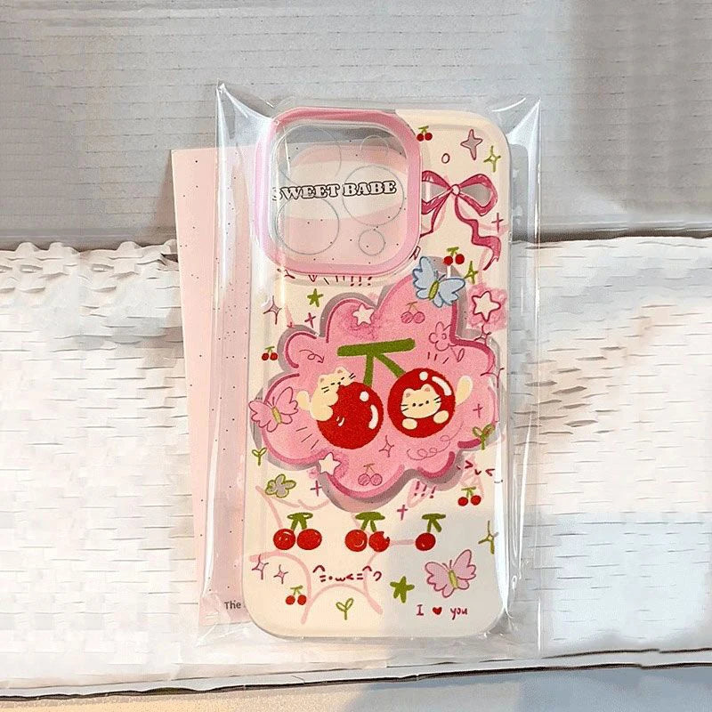 Trend Cherry Cat Pink Silicone Phone Case