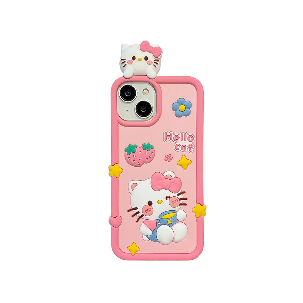Cute 3D Cartoon Hello Kitty Soft Silicone Phone Case