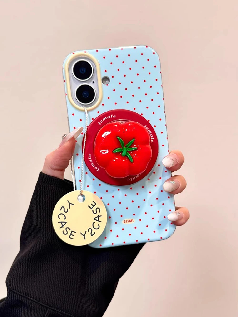 Polka Dot Cute Tomato Magnetic Grip Tok Phone Case