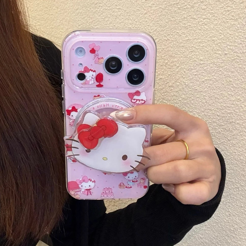 Cute Sanrio Kitty Magnetic For Magsafe Wireless Charge Phone Case For iPhone
