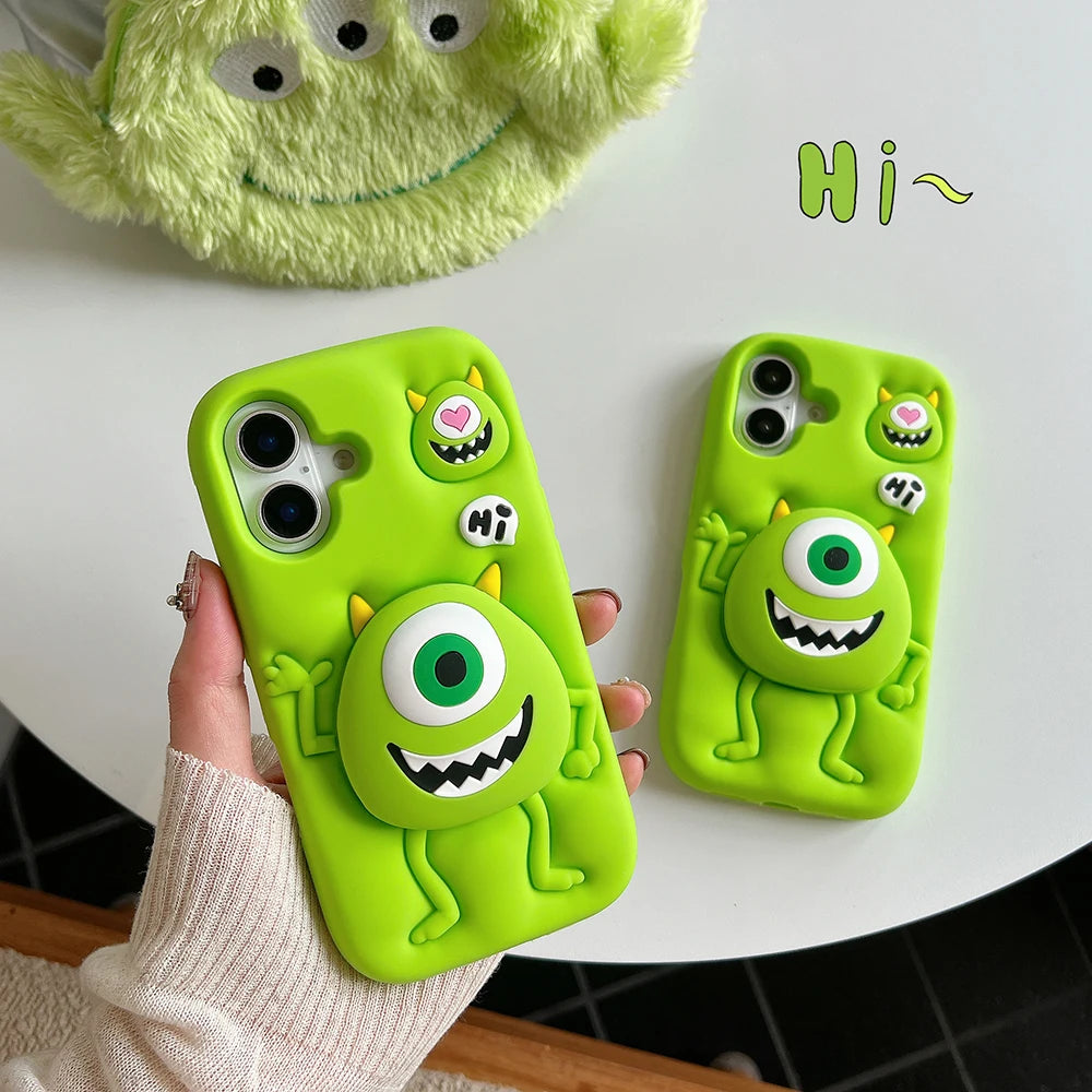 Cute Cartoon Monsters Cover With Stand Holder Phone Case