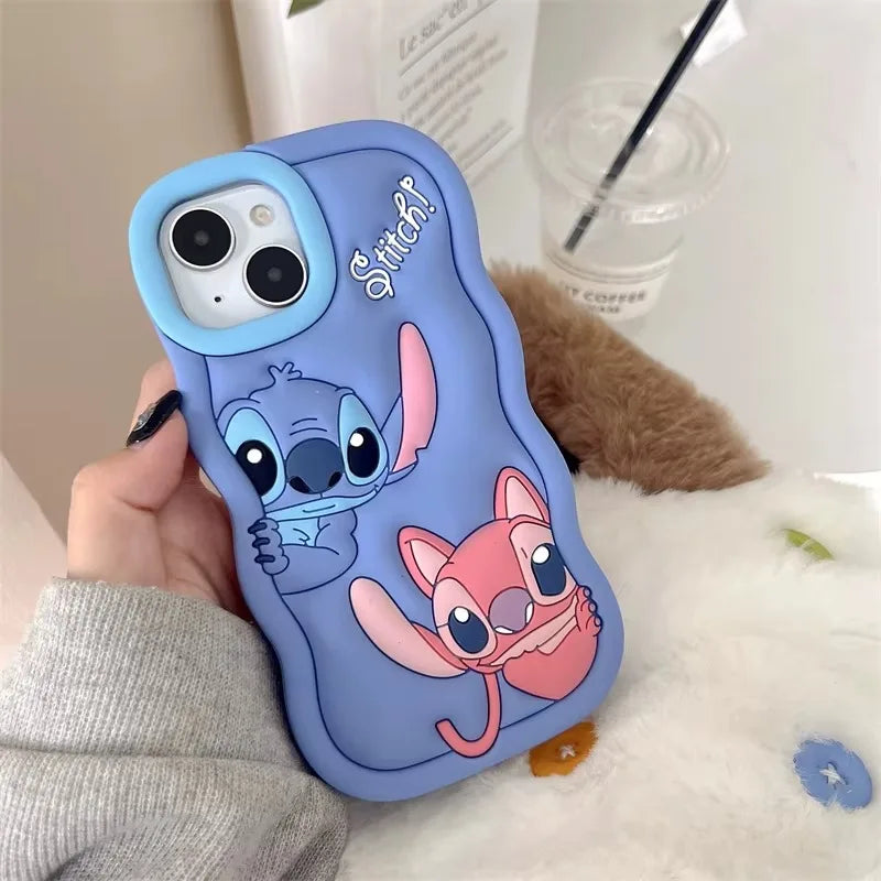 Probe Curious Wave Cartoon Stitch Soft Silicone Phone Case