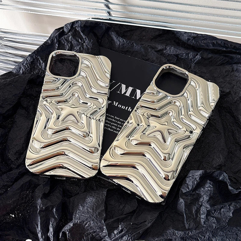 Bling Chromed Silver Gradient Five-pointed Star Phone Case