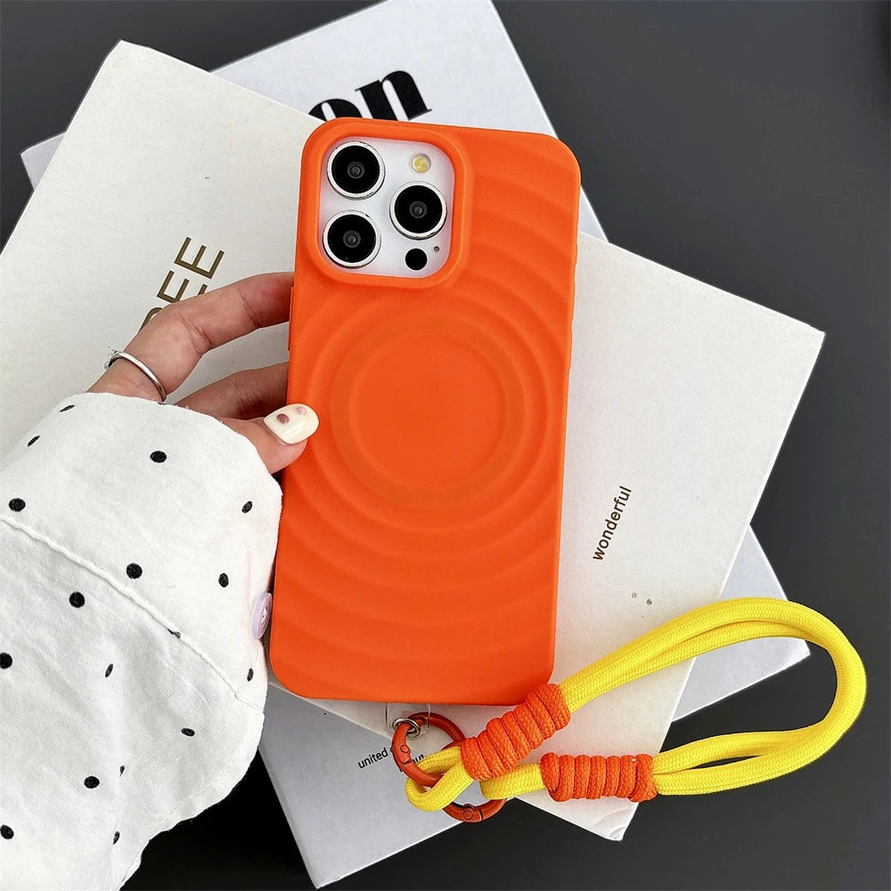 Water Ripple Silicone Circular Pattern For Magsafe Phone Case