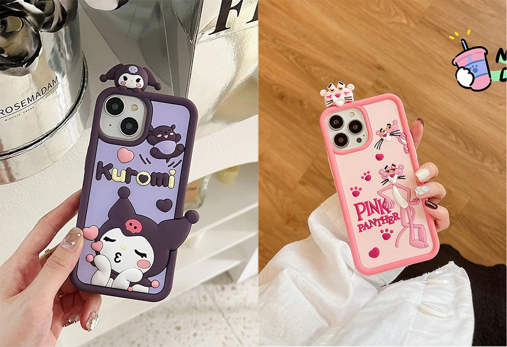 Kawaii 3D Cartoon Kuromi Panther Phone Case