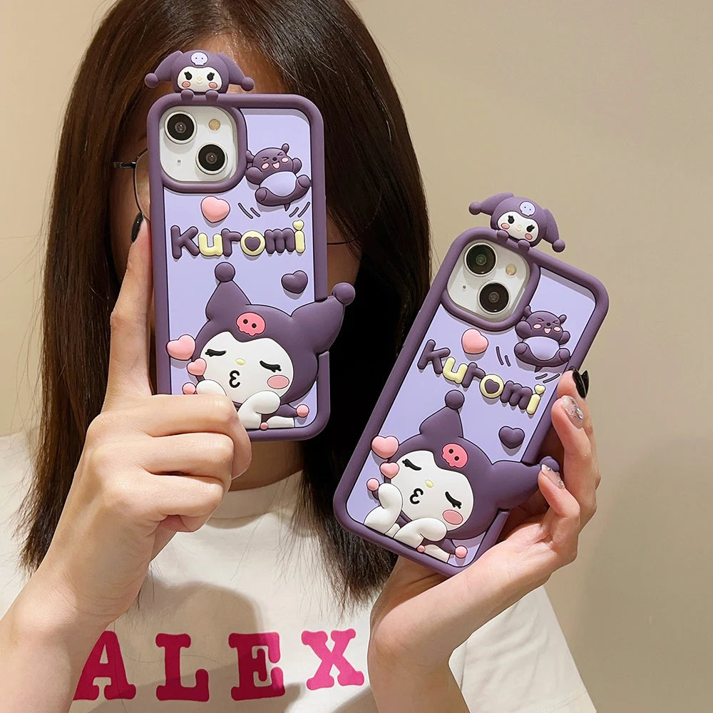 Kawaii 3D Cartoon Kuromi Panther Phone Case