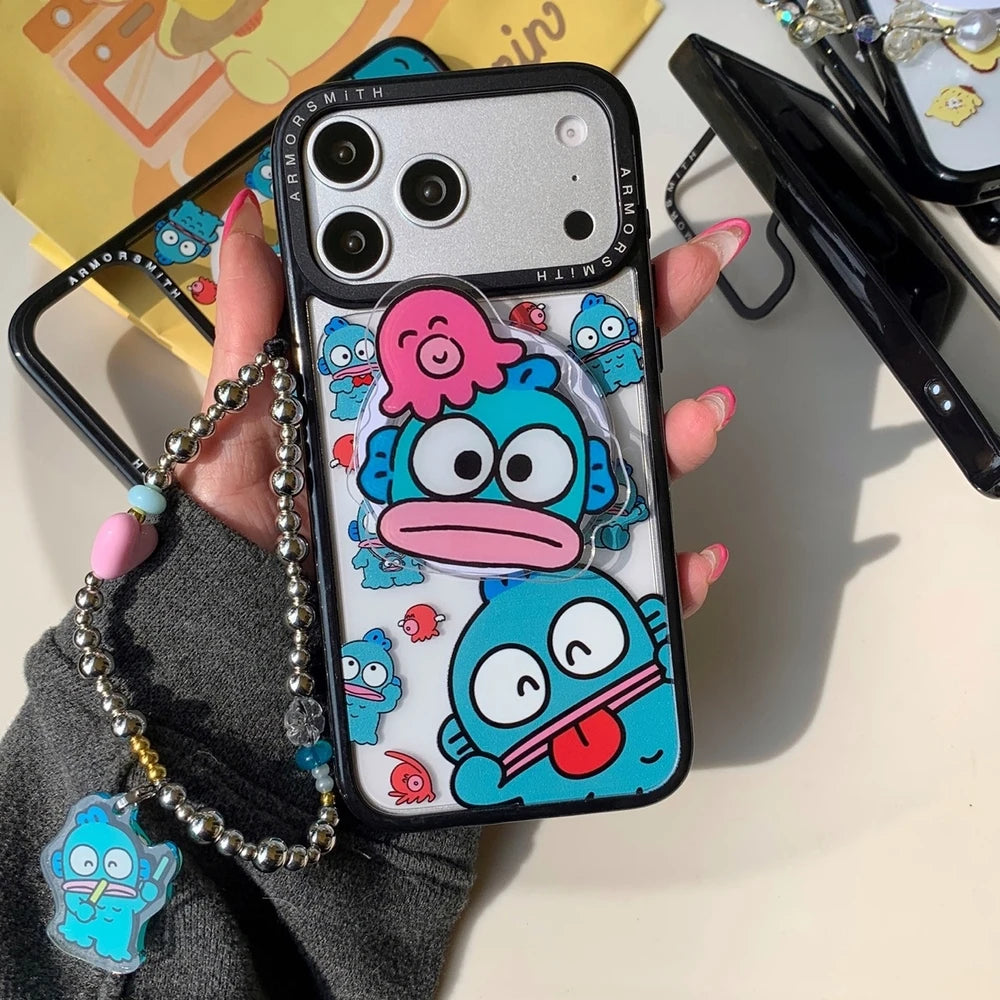 Magnetic Grip Holder Magsafe Wireless Charge Sanrio Hangyodon Pom Purin Phone Case For iPhone