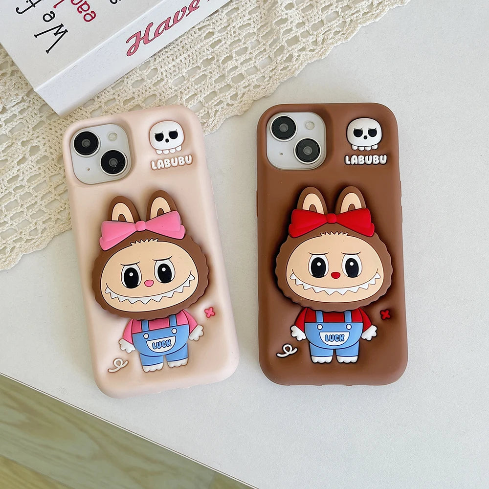 Kawaii Skeleton Camisole Skirt Labubu Monsters Phone Case