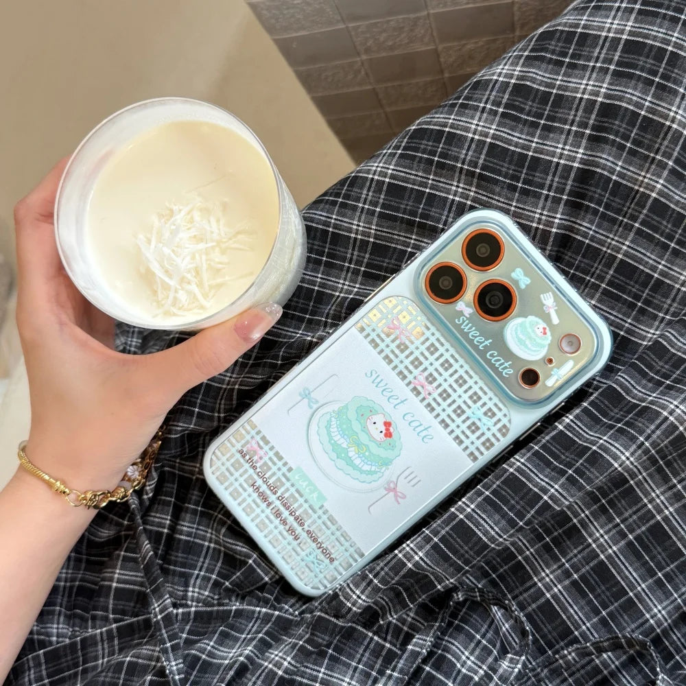 Cute Sanrio Hello Kitty Cake Magnetic Bracket Phone Case For iPhone