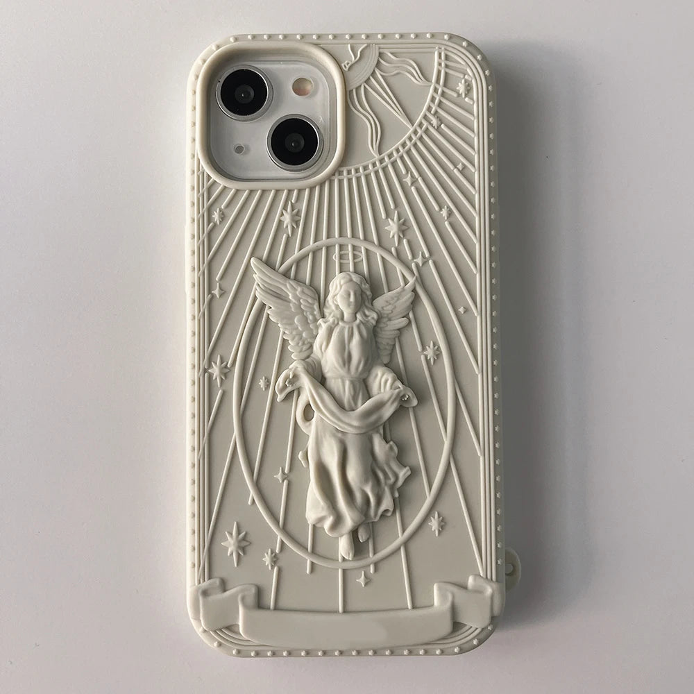 3D Classical Art Angel Statue Case Retro Girl Phone Case