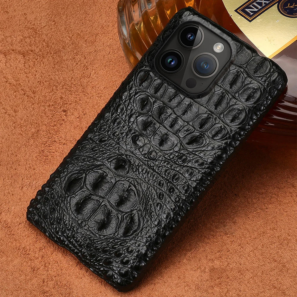 100% Genuine Crocodile Leather Phone Case For iPhone