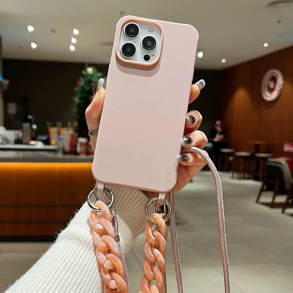 Crossbody Lanyard Cord Soft Acrylic Bracelet Case For iPhone
