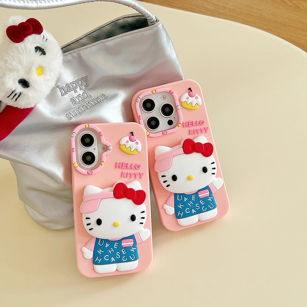 Kawaii Cartoon Hello Kitty Cover With Stand Holder Phone Case