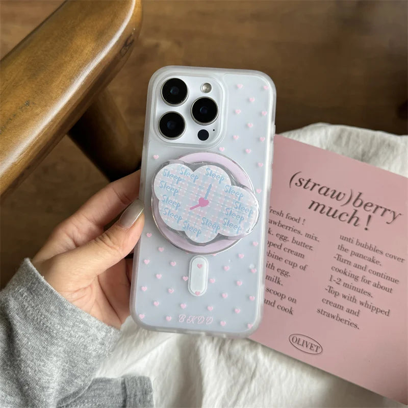 Cute Pink Small Love Heart Magnetic Phone Case