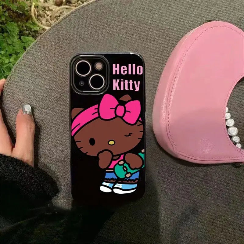Simple Sweet Cool Handsome Skateboarding Girl HellosKittys Phone Case For iPhone