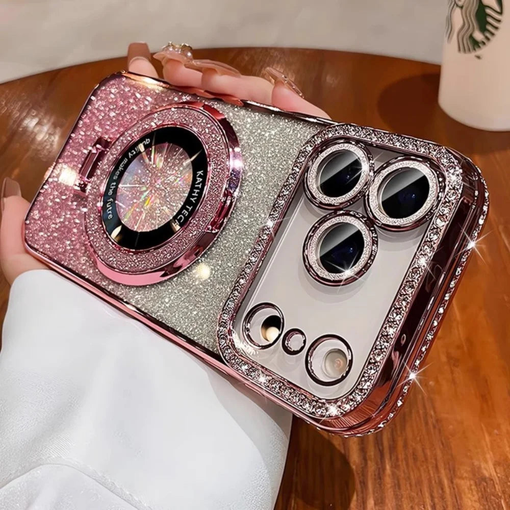Luxury Plating Diamond Glitter Holder Stand Phone Case For iPhone