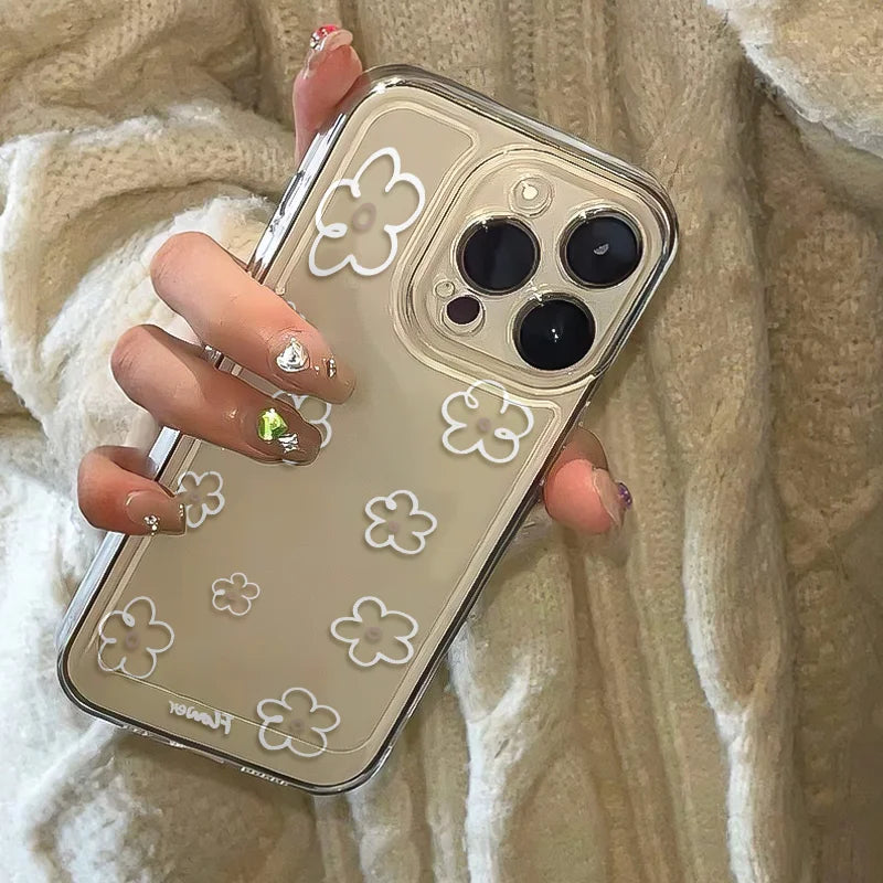 White Flower Bumper Clear Cover Transparent Phone Case
