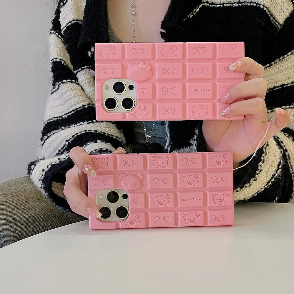 Cute Cartoon Hello Kitty Bear Chocolate Cover Soft Silicone Phone Case