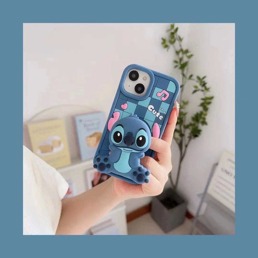 Cute Stitch Case Soft Silicone Cover With Holder Phone Case