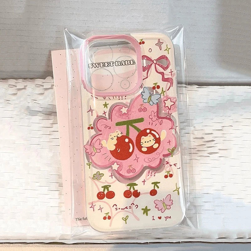 Trend Cherry Cat Pink Silicone Phone Case