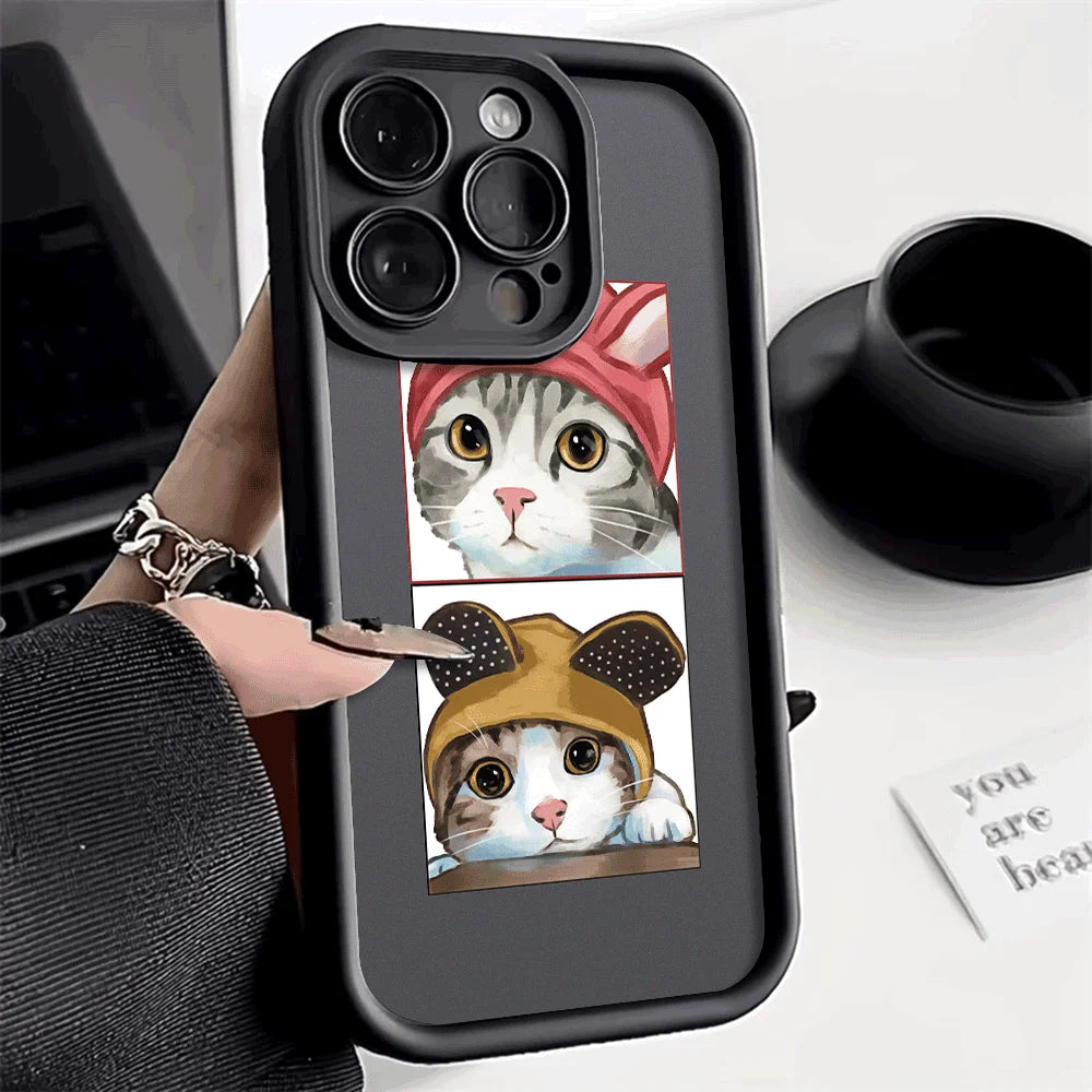 Funny Cartoon Cat Silicone Cover Shockproof Phone Case