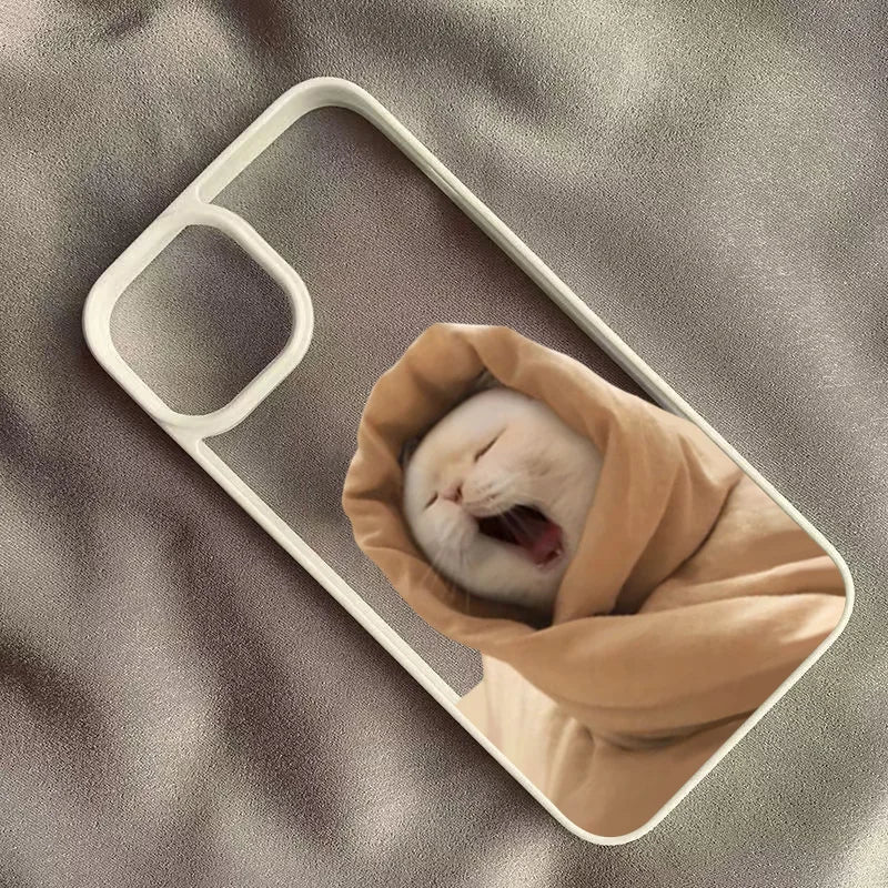 Cute Lazy Cat Carrot Clear Phone Case