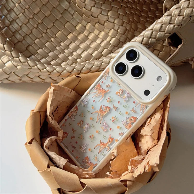 Fashion Cute Flower Little Deer Phone Case For iPhone