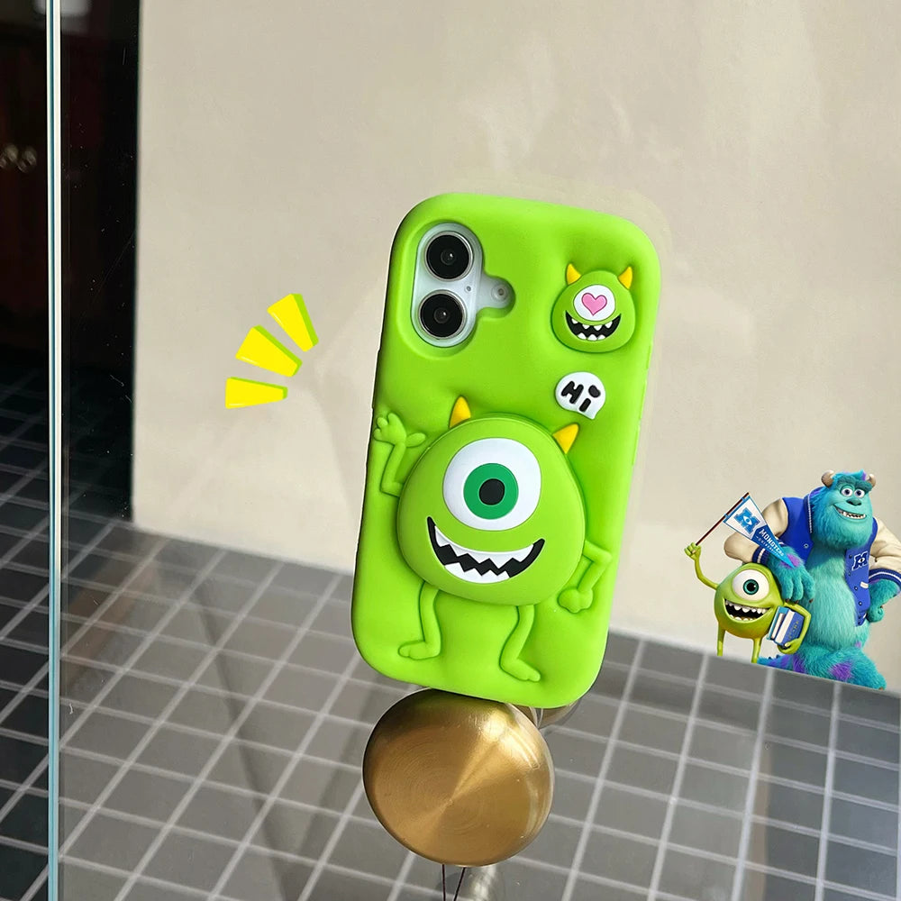 Cute Cartoon Monsters Cover With Stand Holder Phone Case